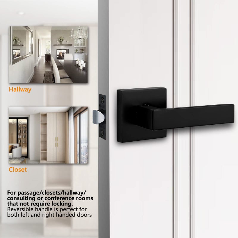 NEWBANG Solid Door Lever Handle Matte Black Finish - Image 2